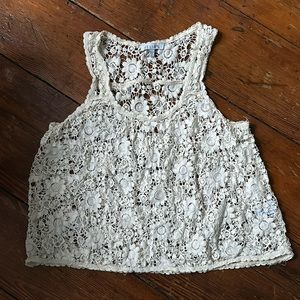 Delia’s Floral Lace Crop Top - Cream, M